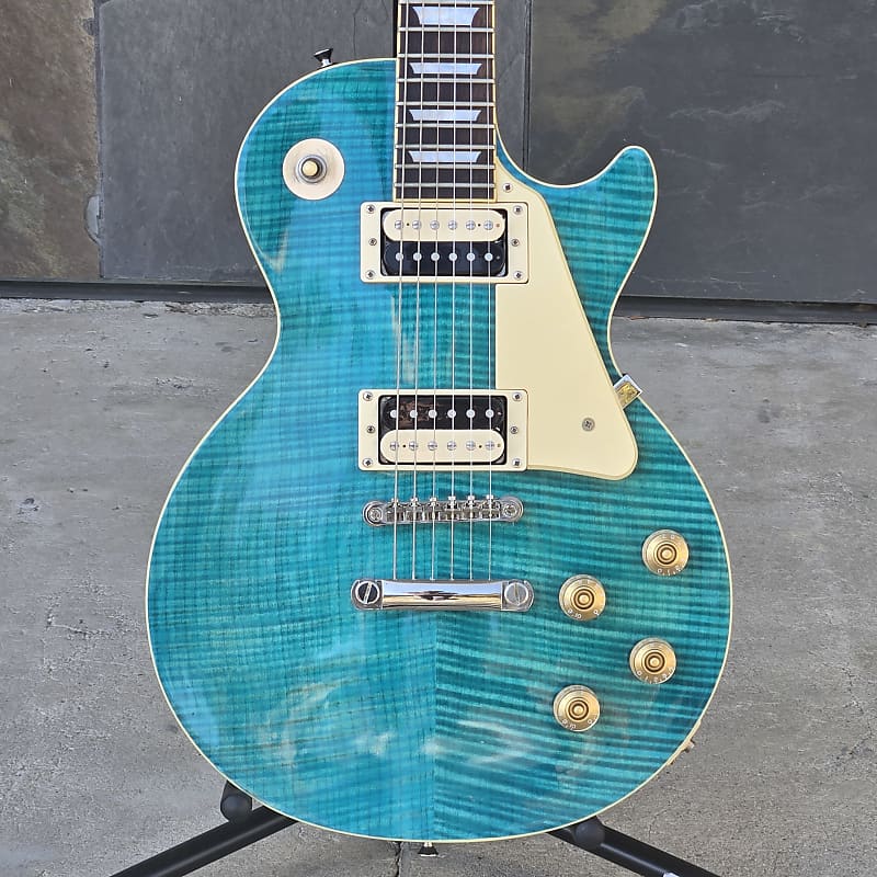 Used 2014 Epiphone Les Paul Traditional Pro Aqua Blue Satin