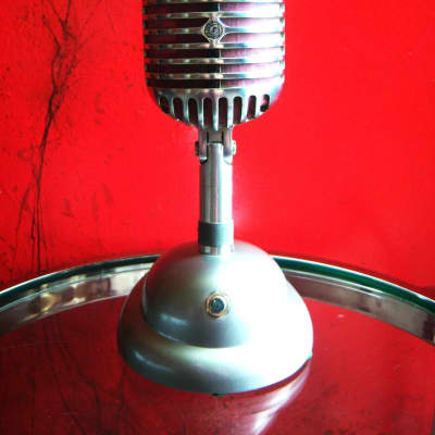 Vinatge 1940's Shure 55 dynamic microphone satin chrome w S-36 desk stand Elvis # 9 image 1