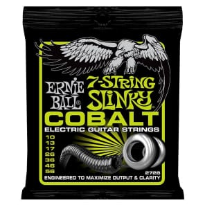 Ernie Ball 2728 Cobalt 7-String Regular Slinky Strings, .010 - .056