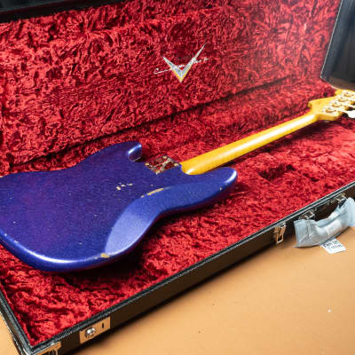 2018 Fender Custom Shop '64 Jazz Bass Stacked Knobs Purple Sparkle Aged*853-r052Bass image 11