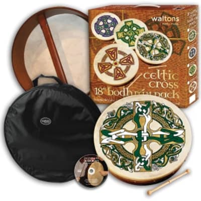 Waltons Irish Music, Celtic Cross Bodhrain, 18" Bodhrain Gift Pack, WMP1930 for sale