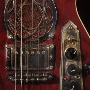 Postal Handmade Traveler Guitar Built-In  Amp  Antique Red full sized 24 scale neck Video image 6