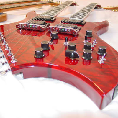 B.C. Rich Custom Shop Handmade Bich Doubleneck Guitar Trans Red image 6