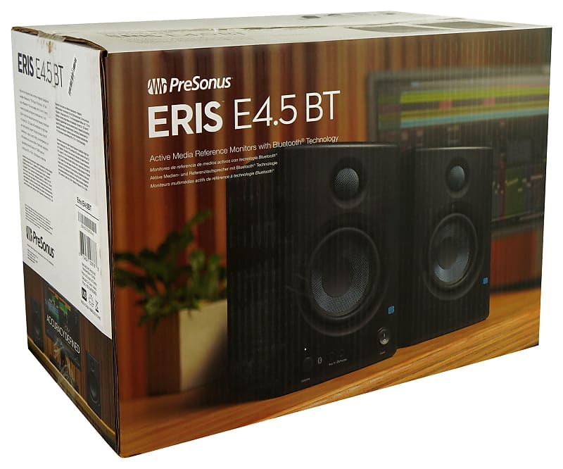 2 Presonus Eris E4.5 4.5 Active Powered Pro Studio Monitors+Pair of Stands  