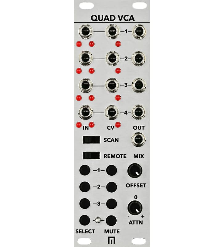 Malekko Quad VCA Voltage Controlled Amplifier Eurorack - Silver image 1