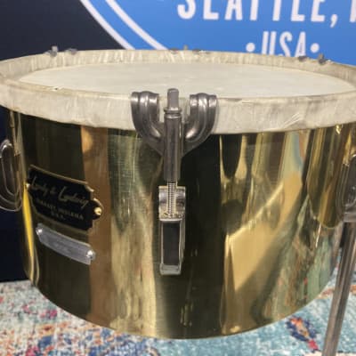 Leedy & Ludwig 1950s "Humberto Morales Model" Brass Timbales and Stand. Perfect! image 8