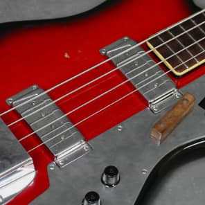 1960s-Jazz-Bass-Guitar-Red-Burst-Made-in-Japan-Teisco? with case image 4