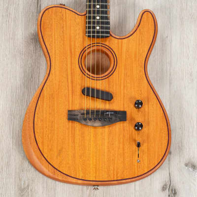 Fender American Acoustasonic Mahogany Telecaster Guitar, Ebony Board, Natural image 2