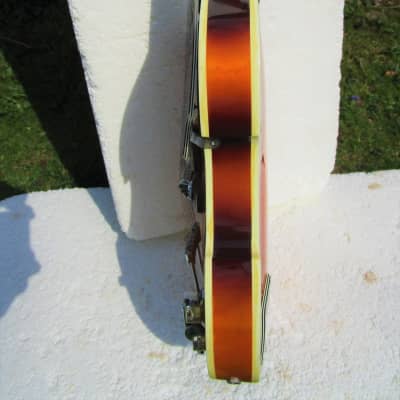 Conrad Violin Shape Guitar, 1960's,  Sunburst, Hang Tags, Scroll Headstock, Original Case image 15