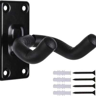 Guitar Wall Mount Hanger Hook Holder Stand Guitar Hangers Hooks for Acoustic Electric and Bass Guitars  - Black image 1