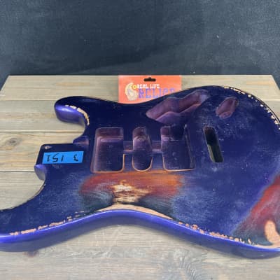 Real Life Relics Custom Class Strat® Stratocaster® Body Heavy Relic Metallic Purple Over Sunburst  #1  3 Lb 15 Oz image 8