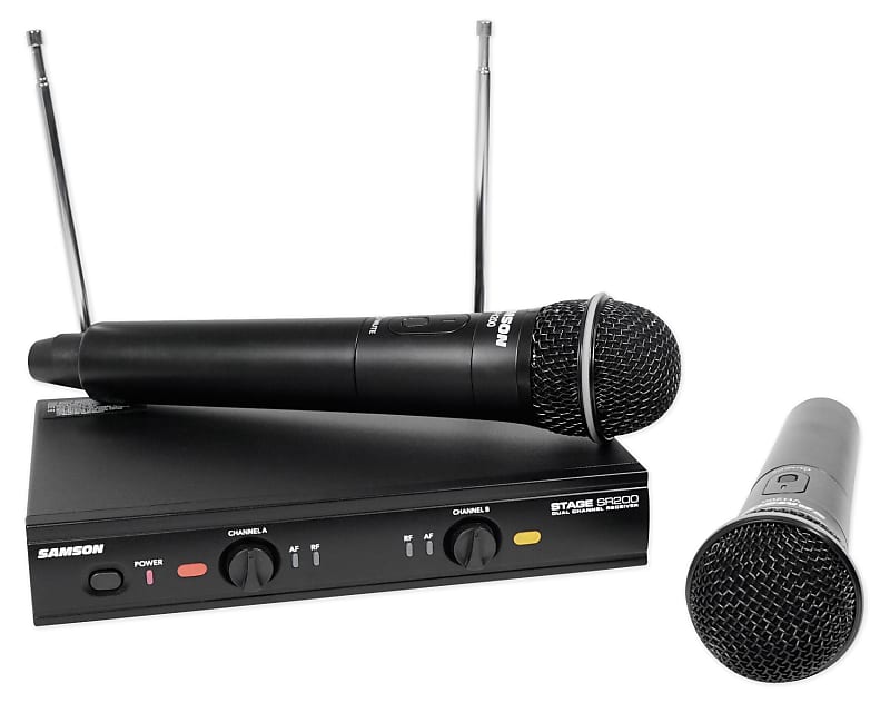 SAMSON Stage 200 Dual VHF Handheld Wireless Microphones Vocal Mics - C Band image 1
