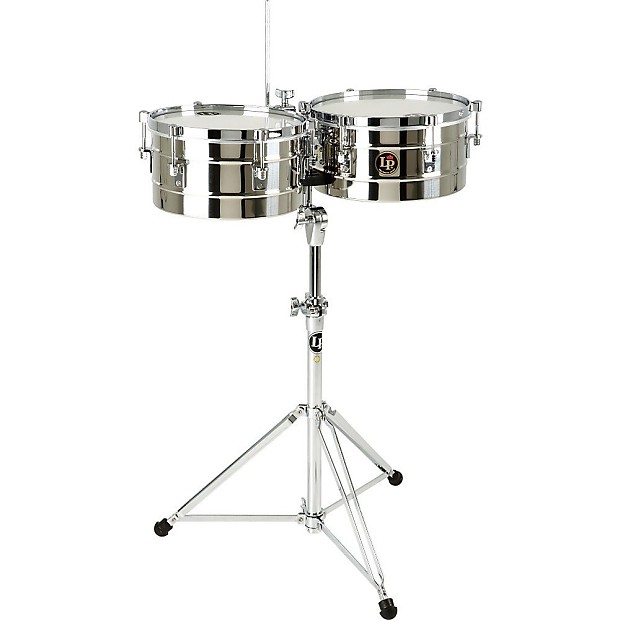 Latin Percussion LP255-S Tito Puente Signature 12" / 13" Stainless Steel Timbales w/ Stand image 1