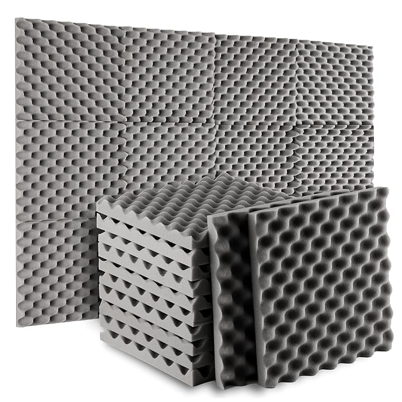 12 Pack Acoustic Panels Sound Proof Foam Panels 12 x 12 x 2 Inches Black  Fireproof Soundproof Acoustic Panels for Walls Absorbing Noise Cancelling