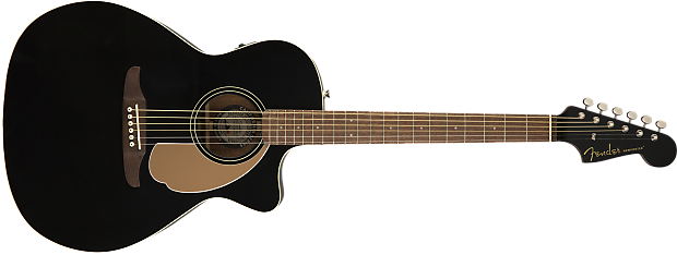 Fender Newporter Player Acoustic Electric Walnut Fingerboard Jetty Black Reverb