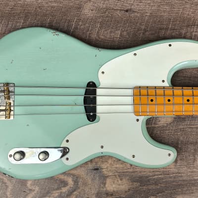 MyDream Partcaster Custom Built - Aged Sonic Blue T-Bass Matching Headstock image 2