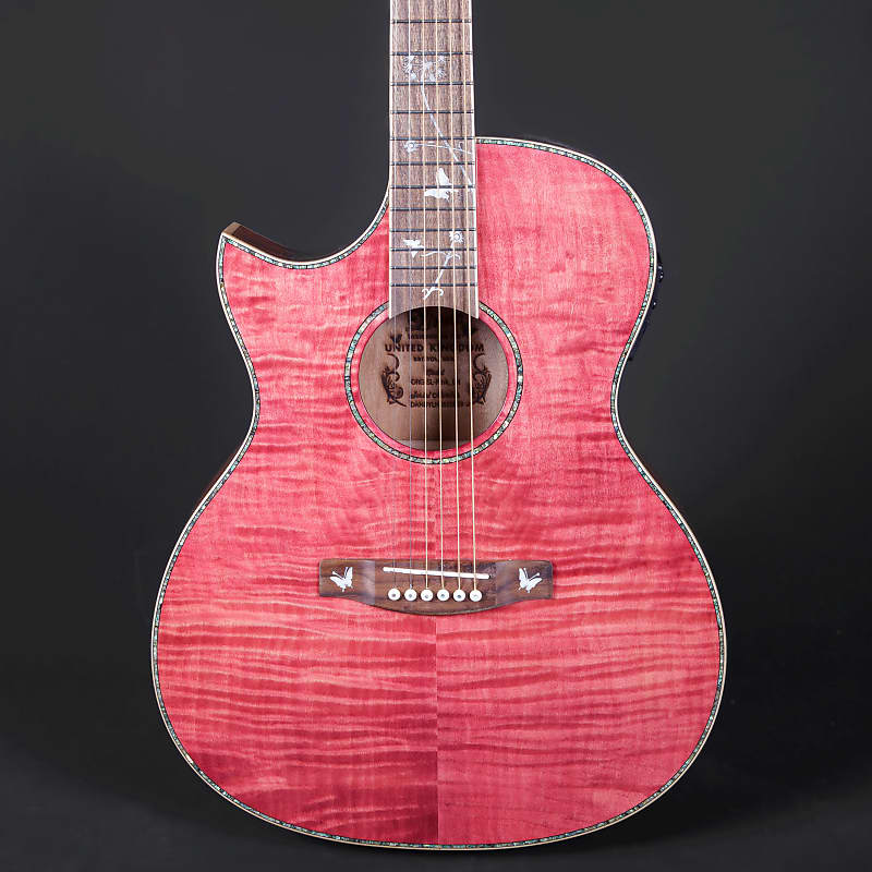 Lindo B-STOCK Left Handed Dandelion Pink Electro Acoustic Guitar Slim Body  | Blend Preamp and Padded Gig Bag | RRP £499.99! SALE! (MINOR COSMETIC