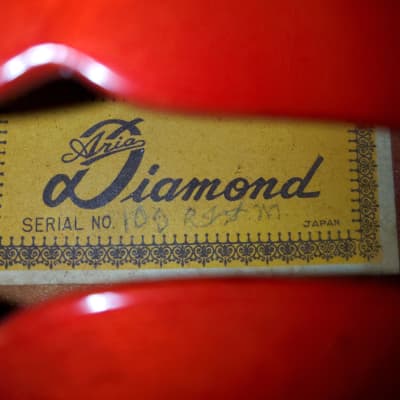 Aria Diamond Series Hollow Body Bass Guitar, Matsomuko 1960's  Red burst image 3