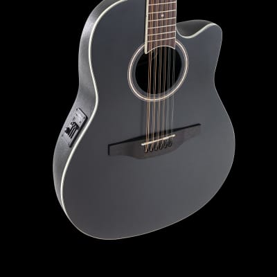 Ovation Applause AB2412-5S E-Acoustic Guitar AB2412II Mid Cutaway 12-string Black Satin image 4