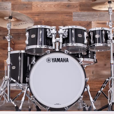 YAMAHA RECORDING CUSTOM 5 PIECE DRUM KIT, REAL BLACK LACQUER | Reverb