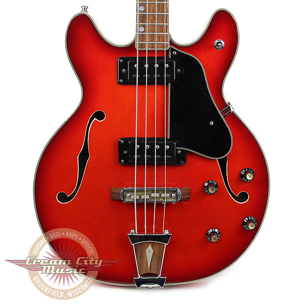 Vintage Epiphone 5120/E Semi-Hollow Body Bass Guitar in Cherry Red image 1