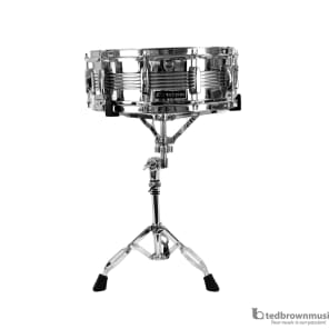 Mannheim (Vintage?) 14" 10-Lug Snare Drum with Mannheim Stand, Practice Pad, and Backpack Case image 1