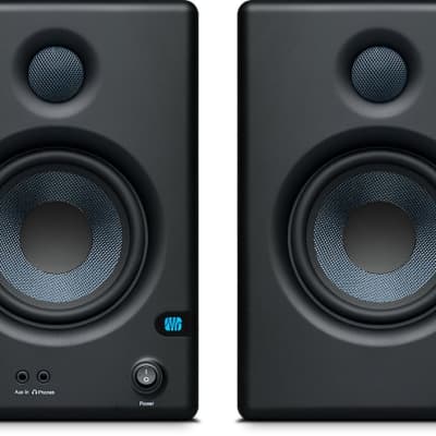 PreSonus Eris 3.5 BT 3.5 inch Powered Studio Monitors with Bluetooth Bundle  with Hosa CSS-103R Balanced Interconnect Cable - 1/4-inch TRS Male to Right  Angle 1/4-inch TRS Male - 3 foot