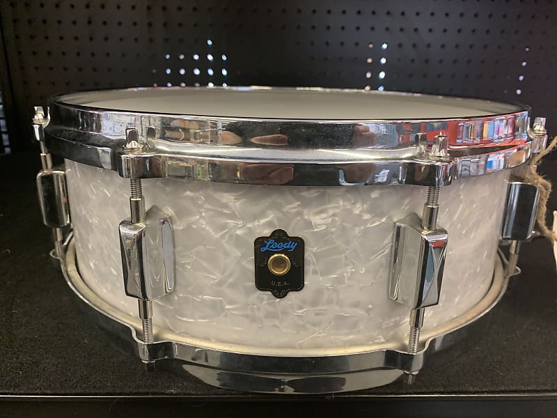 Leedy Elite Standard 5x14 Snare Drum 2000’s White Marine Pearl image 1