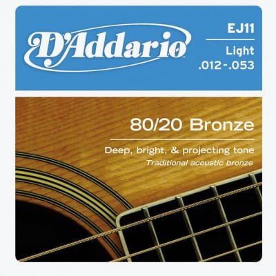 D'Addario EJ11 80/20 Bronze Light 12-53 Acoustic Guitar Strings image 2