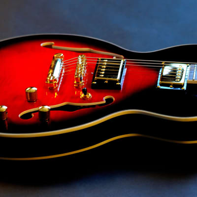 Bootlegger Guitar DeVille Archtop Hollow Body Red Burst OHSC Case image 17