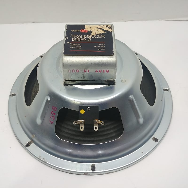 1978 Sunn 12" AlNiCo Guitar Speaker 16 Ohm PA 40W Transducer Reverb