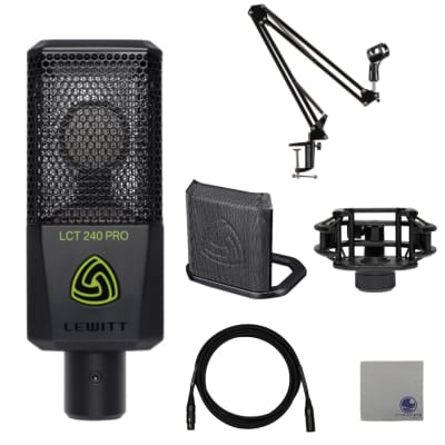 Lewitt Audio LCT 240 PRO Cardioid Studio Condenser Microphone, White w/  Headphones, Cable & Pop Filter