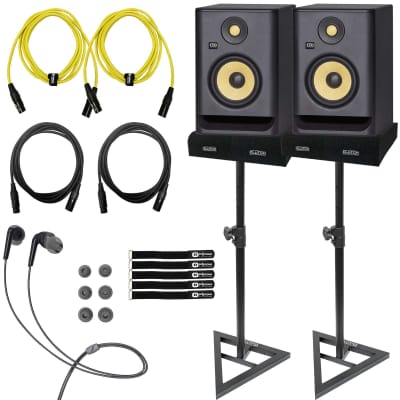 Krk Rokit 5 G4 Pair with XLR Cables & Stands