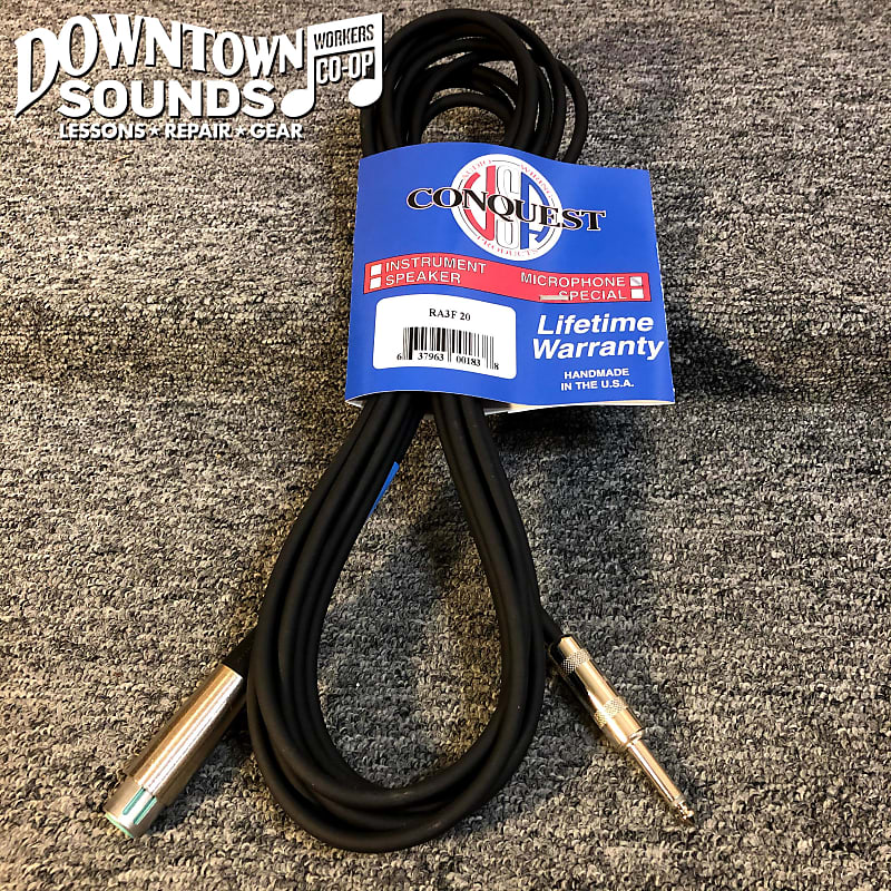 Conquest 20' HiZ Microphone Cable Lifetime Warranty! Reverb