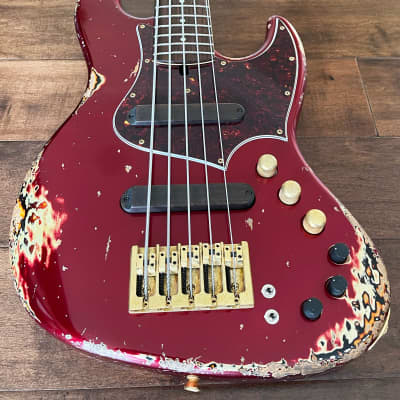 Xotic XJ-1T Jazz-Style 5-String Bass Guitar Candy Apple Red Rosewood image 5