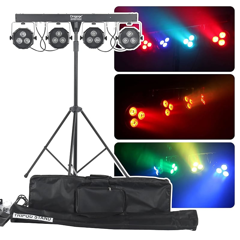 DJ Lights with Stand, 4Pcs 18 LED Par Light Set, RGBW DMX Sound Activated  Stage Lights for Party Bar Christmas Wedding Halloween Dance Show