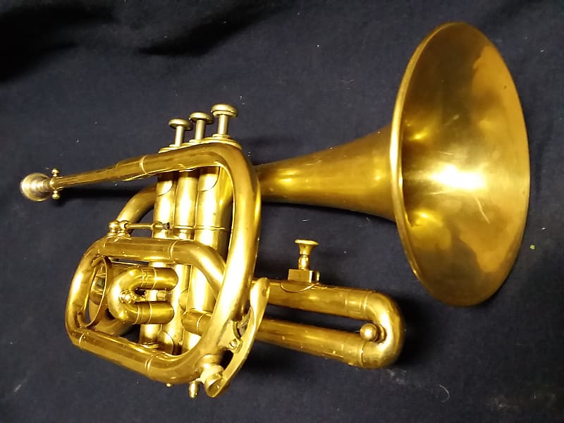 C. Bruno And Son Vintage c1888  Shepherd Crook Raw Brass Cornet In Excellent Playing Condition image 1
