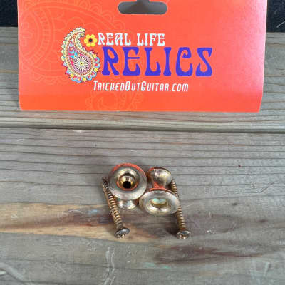 Real Life Relics Kluson Aged Gold California Strap Buttons LARGE Set of 2    [Q3] image 2