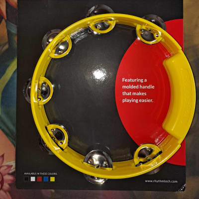 RhythmTech TC4058 True Color 8" Tambourine with Nickel Jingles 2010s - Yellow image 1
