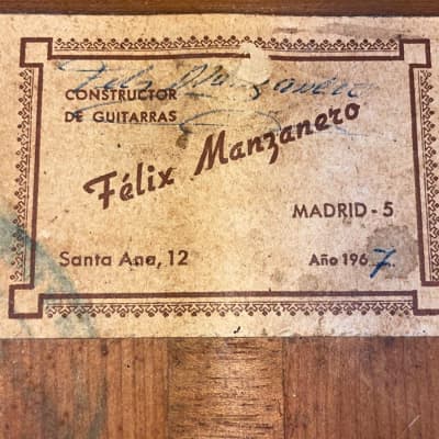 Felix Manzanero flamenco guitar 1967 - wonderful oldstyle flamenco guitar - great sound and feel! image 12