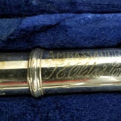 F.E. Olds Ambassador flute Silver with case, made in USA, Very Good Condition image 5