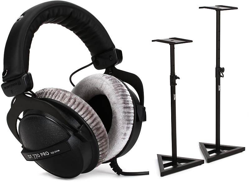 Beyerdynamic DT 770 Pro 250 ohm Closed-back Studio Mixing Headphones  Bundle with On-Stage Stands SMS6000-P Studio Monitor Stands image 1