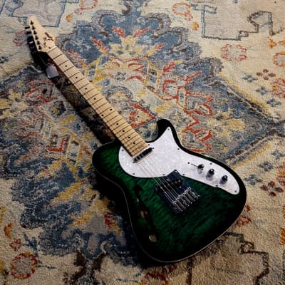 Lyman LT-300H T-Style Guitar - Emerald City Green Burst - Flametop image 3