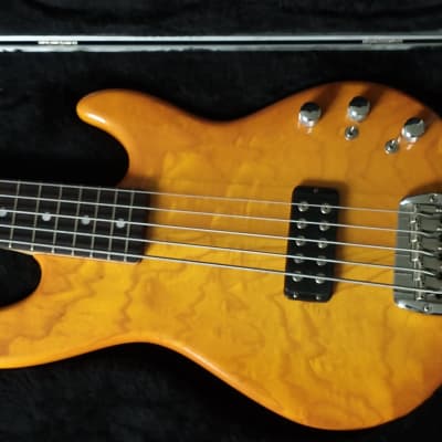 G&L L-1505 1996 Honeyburst Amazing Vintage 5 string bass Great neck and Sound W/OHSC & Certificates image 3