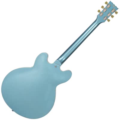 Vintage VSA500B ReIssued Semi Acoustic Guitar w/Bigsby ~ Gun Hill Blue image 2
