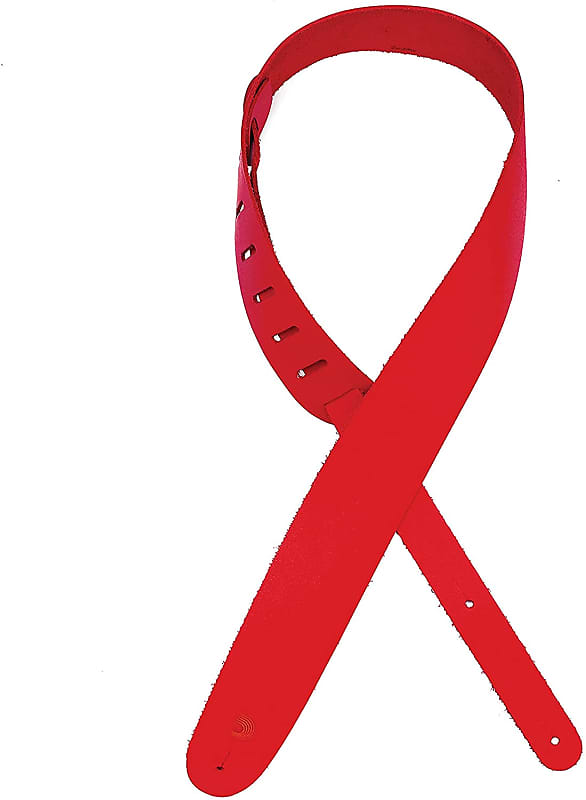 D'Addario -  Leather Guitar Strap Red 2.5" Wide, 25BL03 image 1