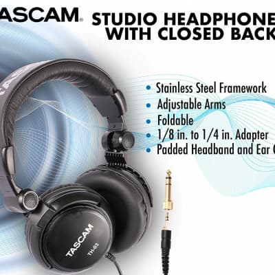 Tascam TH-03 Closed Back Over-Ear Headphones (Black) image 2