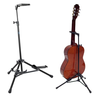 Basics Adjustable Guitar Folding A-Shape Frame Stand for Acoustic  and Electric Guitars with Non-Slip Rubber and Soft Foam Arms, Fully