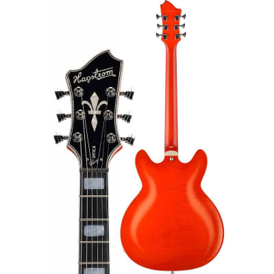 Hagstrom Super Viking Semi-Hollow Flame Maple Electric Guitar - MANDARIN ORANGE image 4