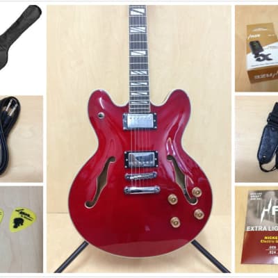 Haze SEG-272 Semi-Hollow body electric guitar,CherryRed+Free Bag,Strap,Strings for sale